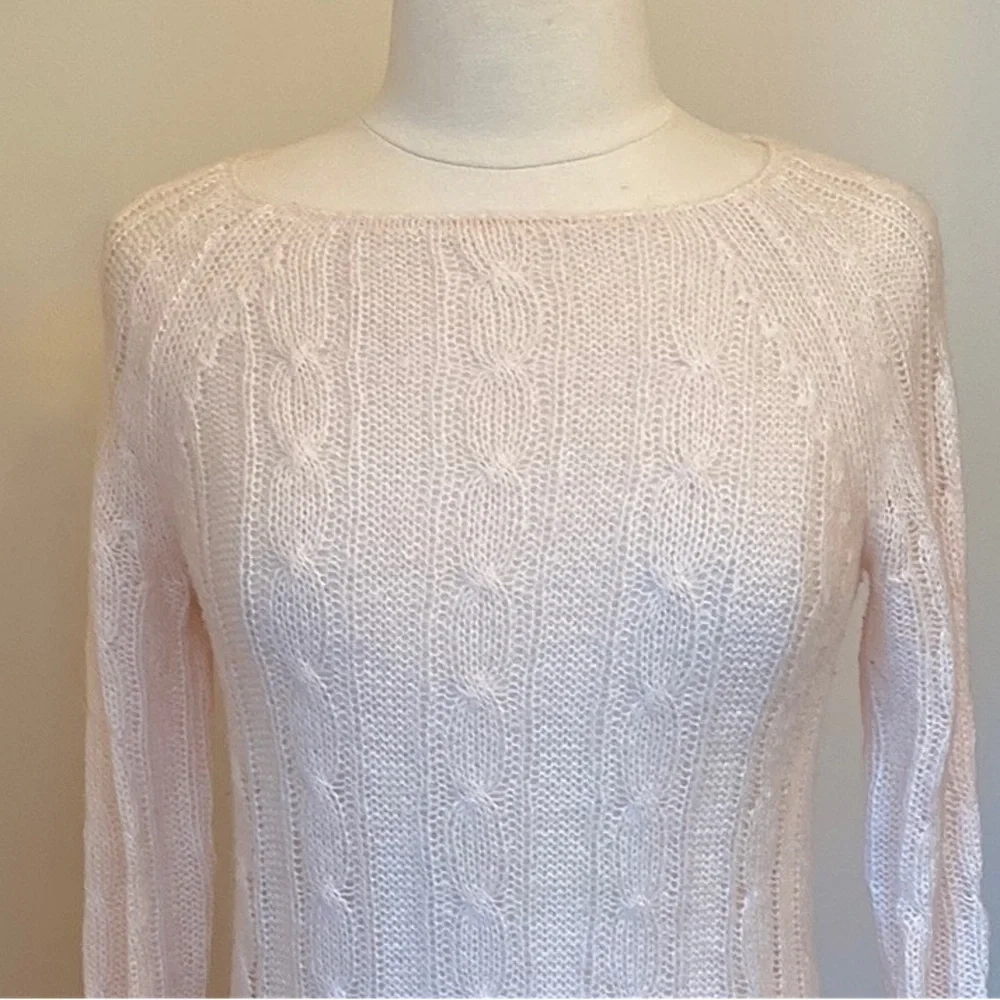 J. Crew Baby Pink SZ S Soft Girl Preppy Cottagecore Knit Mohair Wool Sweater